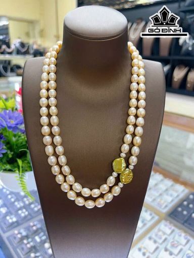 Vòng Cổ Ngọc Trai Đôi Hồng Cam