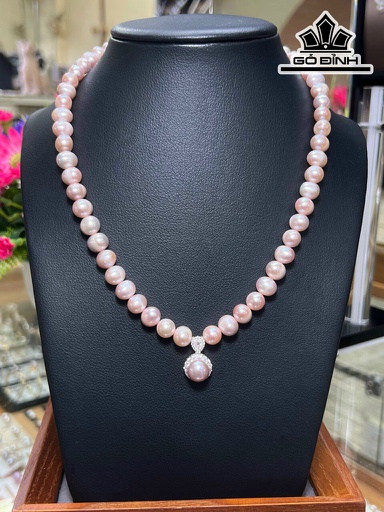 Vòng Cổ Ngọc Trai Ovan Tím Size 7-8 li