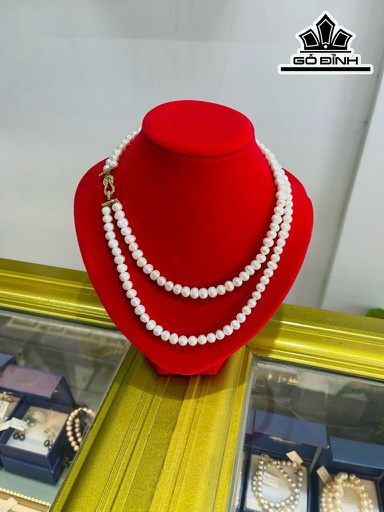 Vòng Cổ Ngọc Trai Kết 2 Vòng Dài 50-45 cm