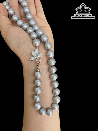 Vòng Cổ Ngọc Trai Xám Nước Ngọt Dài 45 cm Size 11.5-13.9 li