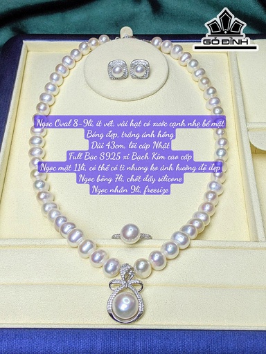 Set 3 Món Ngọc Trai Oval Size 8-9 li