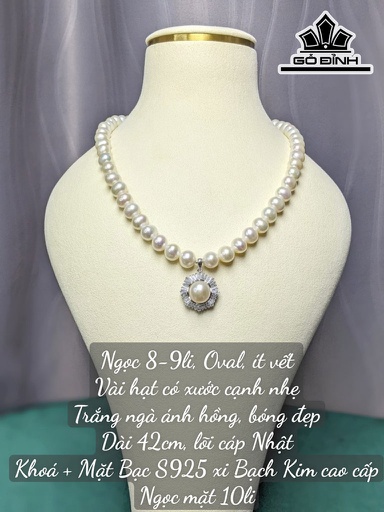 Vòng Cổ Ngọc Trai Oval Dài 42 cm Size 8-9 li