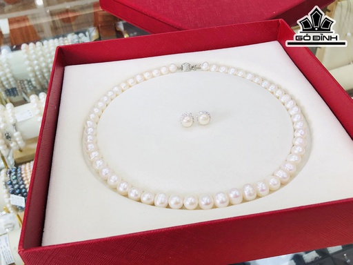 Set 2 Món Vòng Cổ Ngọc Trai Oval 8 li