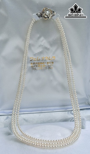 Vòng Cổ Ngọc Trai Akoya Kết 3 Vòng Dài 40-42-44 cm Size 2.5-2.8 li