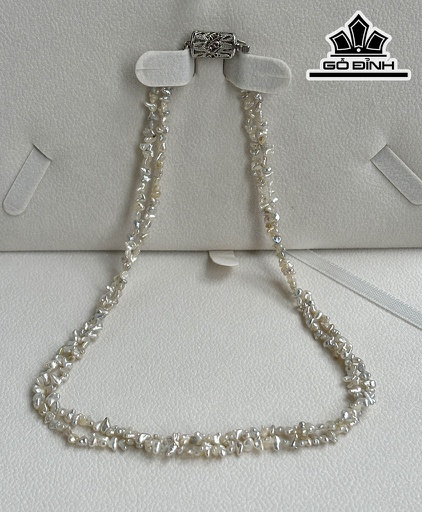 Vòng Cổ Ngọc Trai Keshi Kết 2 Vòng Dài 42 cm Size 4.3-5 li