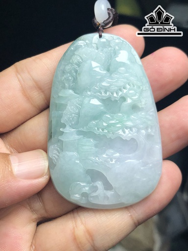 Mặt Dây Chuyền Sơn Thủy Đá Cẩm Thạch Cao 61 Ngang 39,2 Sâu 9,9 (mm) 45,2g