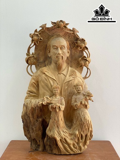 Chân Dung Bác Hồ Gỗ Bách Xanh Cao 85 Ngang 48 Sâu 28 (cm)