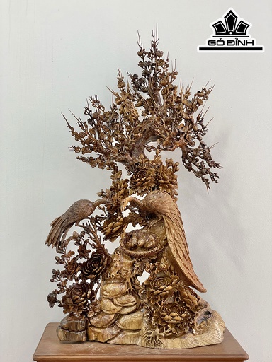 Tượng Phu Thê Viên Mãn Gỗ Ngọc Am Cao 126 Ngang 68 Sâu 25 (cm)