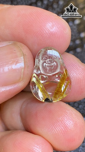 Mặt Dây Di Lặc Hoa Thị Đá Thạch Anh Tóc Vàng Cao 16,8 Ngang 12,7 Sâu 5,4 (mm) 1,5g