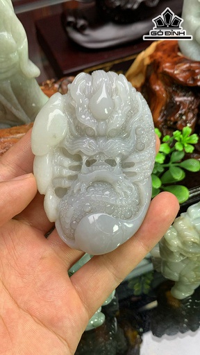 Rồng Đá Ngọc Bích (Nephrite Jade) Cao 80,9 Ngang 55,8 Sâu 18,9 (mm) 130,3g
