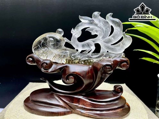 Tác Phẩm Hồ Ly Đá Thạch Anh Ưu Linh Cao 198 Ngang 93 Sâu 39 (mm) 368g