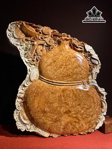 Bình Hồ Lô Hút Tài Lộc Gỗ Nu Hương Cao 80 Ngang 66-75 Sâu 3 (cm)