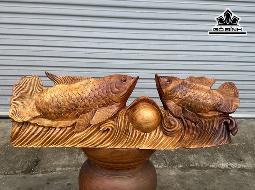 Cặp Cá Chép Gỗ Hương Cao 24 Ngang 76 Sâu 22 (cm)
