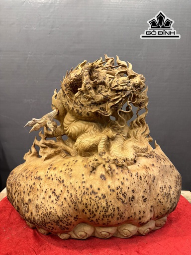 Tượng Nhất Long Gỗ Nu Ngọc Am Cao 43 Ngang 45 Sâu 20 (cm)