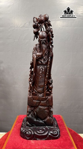 Tượng Ông Thọ Tiên Gỗ Trắc Cao 70 Ngang 16 Sâu 16 (cm) Đế Dày 4 cm Gỗ Hương