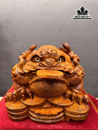 Tượng Thiềm Thừ Gỗ Hương Cao 22 Ngang 25 Sâu 35 (cm)