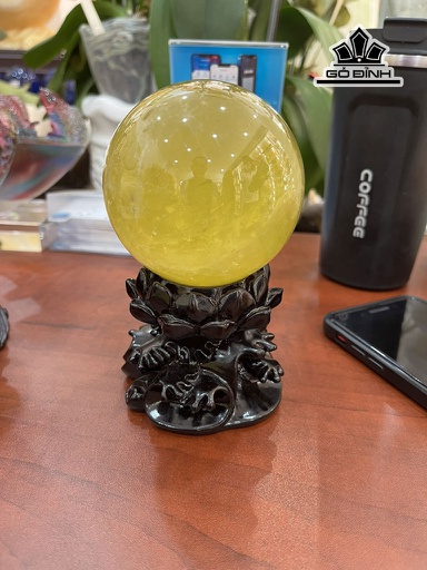 Bi Cầu Đá Thạch Anh Vàng Đường Kính 8 (cm) 0,67kg