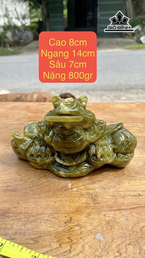Cụ Thiềm Thừ Đá Serpentine Cao 8 Ngang 14 Sâu 7 (cm) 800g