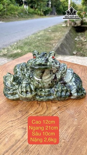 Cụ Thiềm Thừ Đá Serpentine Cao 12 Ngang 21 Sâu 10 (cm) 2,6kg