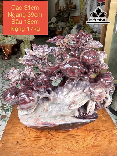 Tác Phẩm Đá Serpentine Vân Đa Sắc Cao 31 Ngang 39 Sâu 18 (cm) 17kg