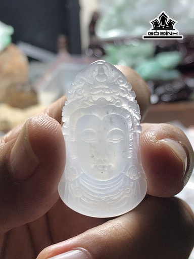 Diện Quan Âm Đá Cẩm Thạch Cao 36,5 Ngang 21 Sâu 5,5 (mm) 5,6g