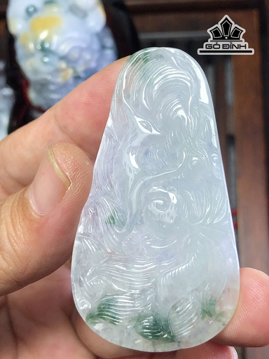 Mặt Dây Chuyền Cửu Vỹ Hồ Đá Cẩm Thạch Cao 61,5 Ngang 33,5 Sâu 5,5 (mm) 20g