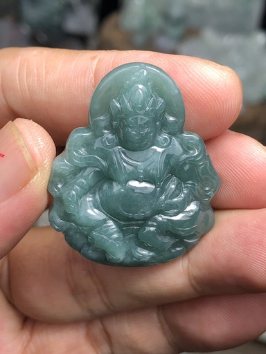 Mặt Dây Chuyền Hoàng Thần Tài Đá Cẩm Thạch Cao 36,5 Ngang 30 Sâu 5,8 (mm) 10g