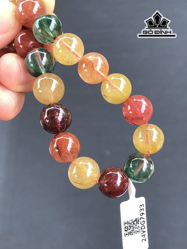 Vòng Tay Đá Thạch Anh Tóc Đa Sắc Đường Kính Hạt 11 - 11,35 (mm) 34,3g