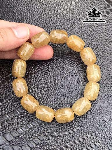 Vòng Tay Lu Thống Đá Thạch Anh Tóc Vàng Cao 12 Ngang 15,5 (mm) 50,6g