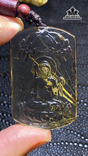 Mặt Dây Chuyền Bất Động Minh Vương Đá Thạch Anh Tóc Vàng Cao 51,3 Ngang 31,8 Sâu 12,8 (mm) 32g