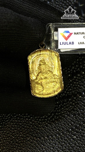 Mặt Dây Chuyền Hoàng Thần Tài Bảo Thiên Đá Thạch Anh Tóc Vàng Cao 29,42 Ngang 19,64 Sâu 8,97 (mm) 58,49g