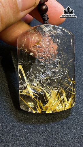 Mặt Dây Chuyền Phổ Hiền Bồ Tát Đá Thạch Anh Tóc Vàng Cao 53,6 Ngang 34,6 Sâu 12,6 (mm) 46,8g
