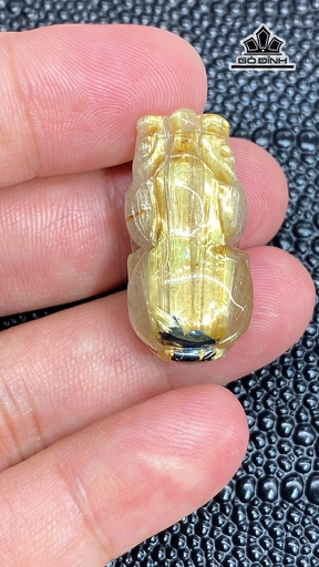 Mặt Dây Chuyền Tỳ Hưu Đá Thạch Anh Tóc Vàng Cao 30,5 Ngang 15 Sâu 13 (mm) 10,5g