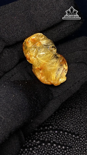 Mặt Dây Chuyền Tỳ Hưu Đá Thạch Anh Tóc Vàng Cao 32 Ngang 19 Sâu 15 (mm) 15,6g