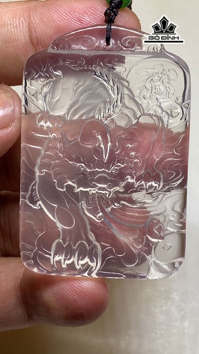 Mặt Dây Chuyền Tỳ Hưu Đá Thạch Anh Trắng Cao 56,6 Ngang 37,5 Sâu 6,8 (mm) 30g