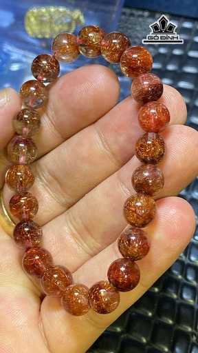 Vòng Tay Đá Thạch Anh Tóc Đỏ Đường Kính 8,5 (mm) 19,4g