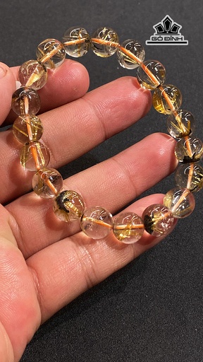 Vòng Tay Hoa Thị Đá Thạch Anh Tóc Vàng Đường Kính 10 (mm) 28g