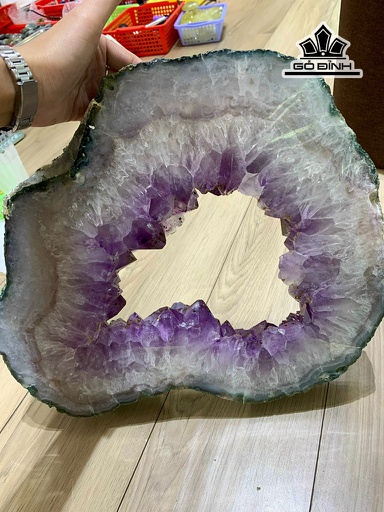 Mặt Bàn Đá Thạch Anh Tím Cao 49 Đường Kính Mặt 41 Riêng Đá Cao 39 Ngang 33 (cm) 7,7kg