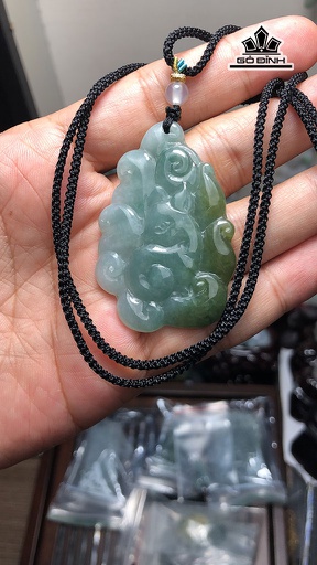 Mặt Dây Chuyền Cửu Vỹ Hồ Đá Cẩm Thạch Cao 52 Ngang 36,6 Sâu 5,5 (mm) 18g