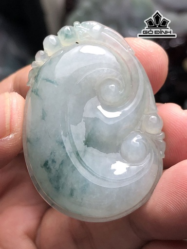 Mặt Dây Chuyền Như Ý Hoa Bay Đá Cẩm Thạch Cao 44,6 Ngang 31,6 Sâu 6,4 (mm) 15g