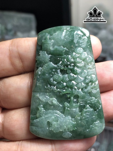 Mặt Dây Chuyền Sơn Thủy Đá Cẩm Thạch Cao 57,8 Ngang 37,6 Sâu 6,8 (mm) 31g