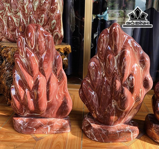 Trụ Đá Serpentine Vân Đỏ Cao 50 -51 Ngang 31 - 32 (cm)