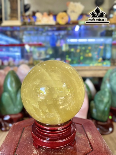 Bi Cầu Đá Thạch Anh Vàng Đường Kính 14 (cm) 4,7kg