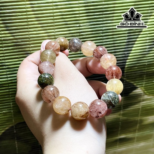 Vòng Tay Đá Thạch Anh Tóc Tam Tài Đường Kính Hạt 13,2 (mm)