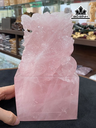 Ấn Rồng Đá Thạch Anh Hồng Cao 19,5 Ngang 11 Sâu 10,5 (cm) 4,17kg