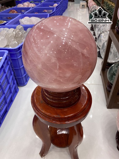 Bi Cầu Đá Thạch Anh Hồng Đường Kính 19 (cm) 13,8kg