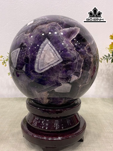 Bi Cầu Đá Thạch Anh Tím Hoa Tranh Đường Kính 20 (cm) 12,8kg