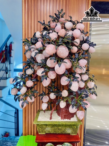 Cây Đào Trường Thọ 88 Quả Đá Thạch Anh Hồng Cao 138 (cm)