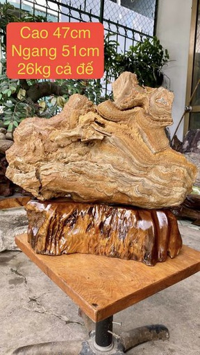 Tác Phẩm Đá Canxit Vân Gỗ Cao 47 Ngang 51 (cm) 26kg