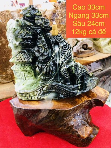 Tiểu Cảnh Xông Trầm Đá Serpentine Cao 33 Ngang 33 Sâu 24 (cm)12kg